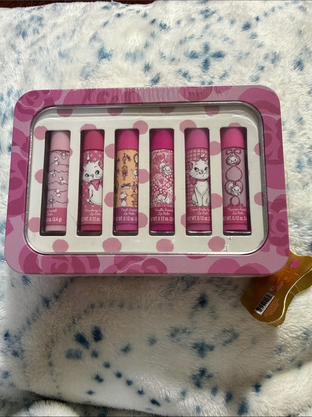 Pink Lip Balm Tin Set with Six Decorative Balms - Picture 1 of 6